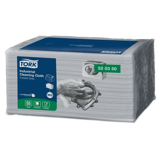 Tork - Chiffon de nettoyage W8 Industriel 1 couche 55 feuilles gris 520350 | 8 pièces