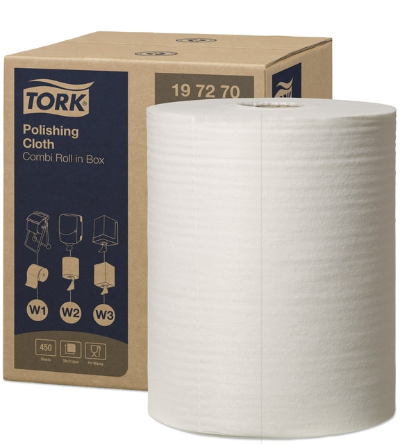 Tork - Chiffon de nettoyage W1-W2-W3 1 couche 450 feuilles blanc 197270
