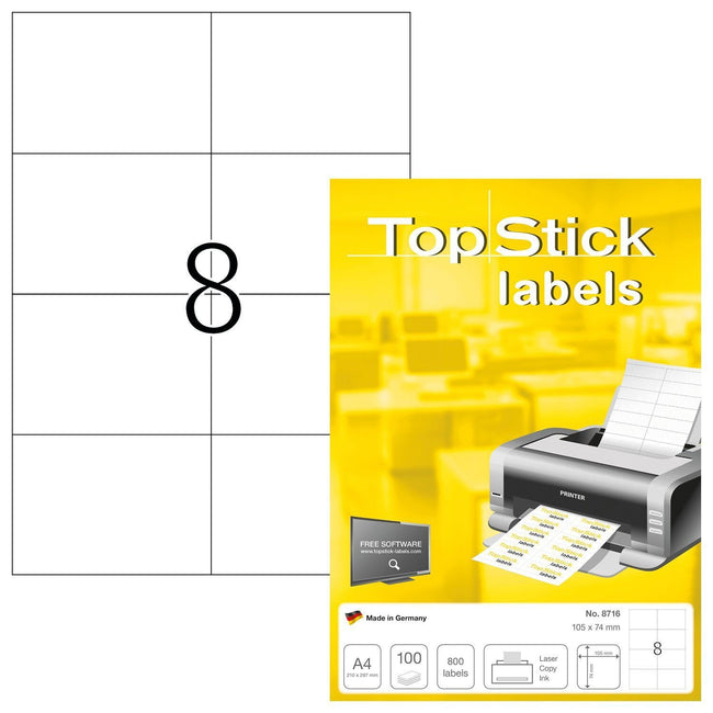 TopStick -  Etiket  105x74mm wit 800st