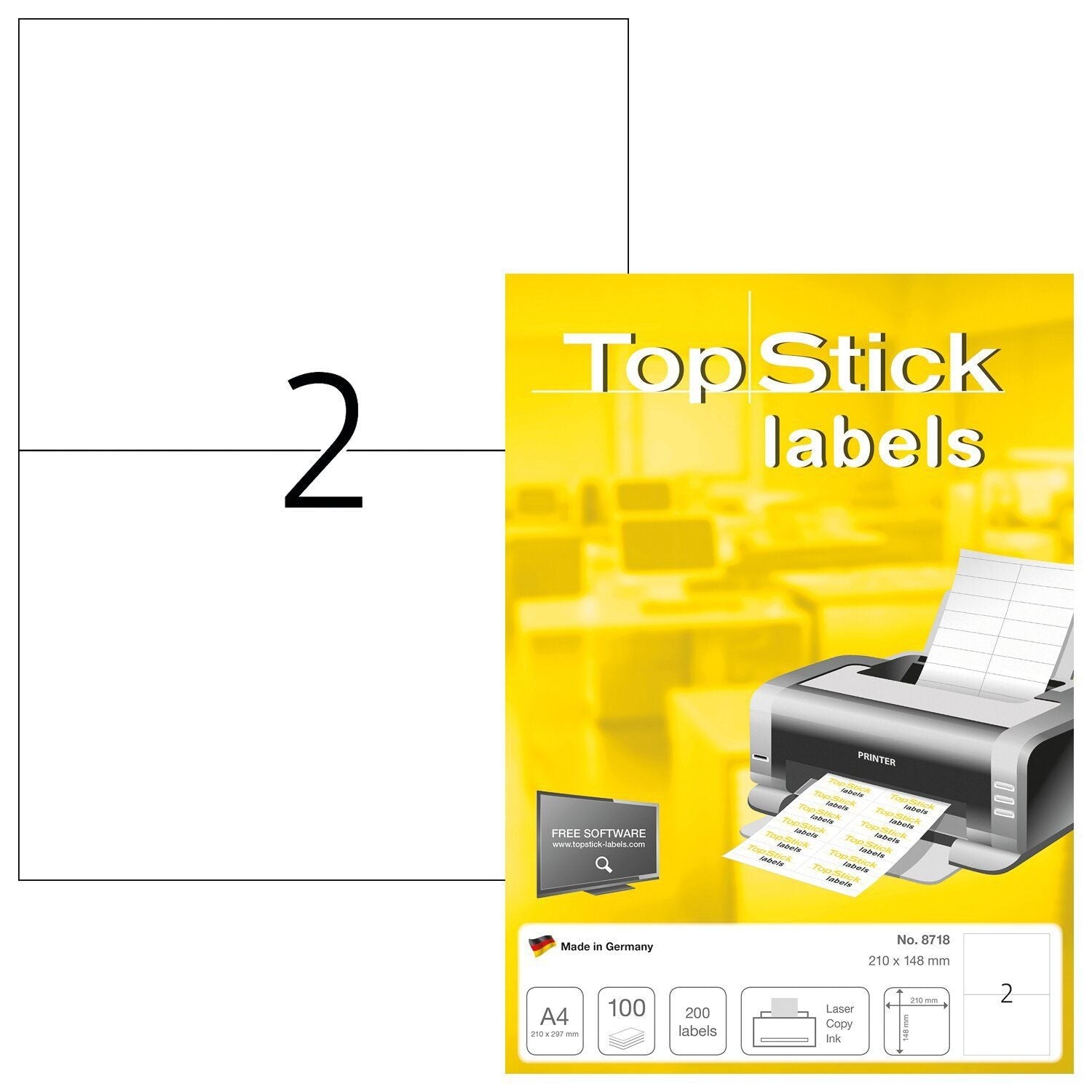 Bureau - Etiquettes Topstick 210x148mm 200 étiquettes | 10 pièces