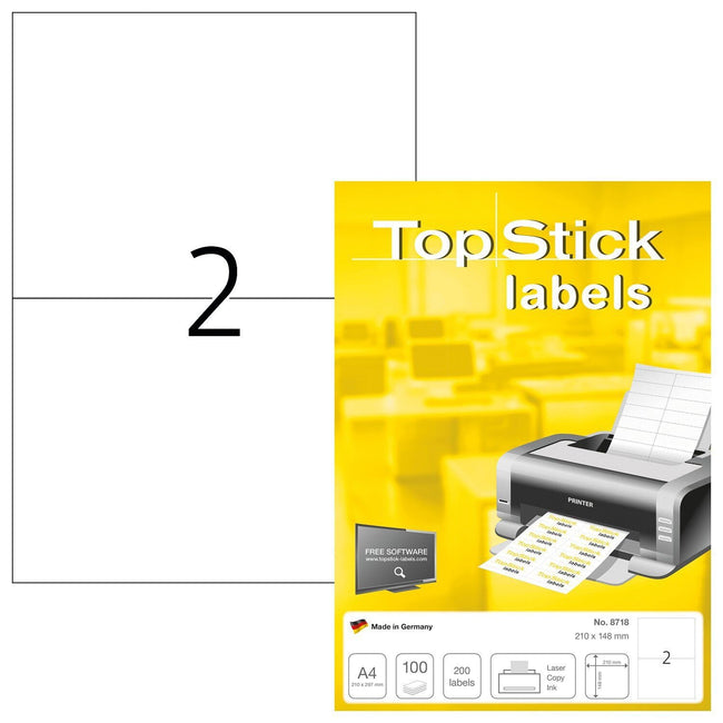 Bureau - Etiquettes Topstick 210x148mm 200 étiquettes | 10 pièces