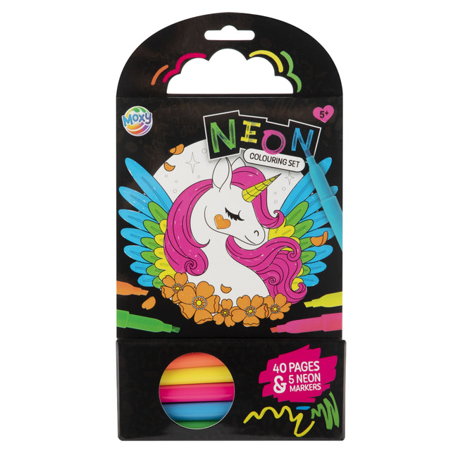 Office -  Colouring book 15x15 cm 40 sheets 5 neon markers | 12 stuks