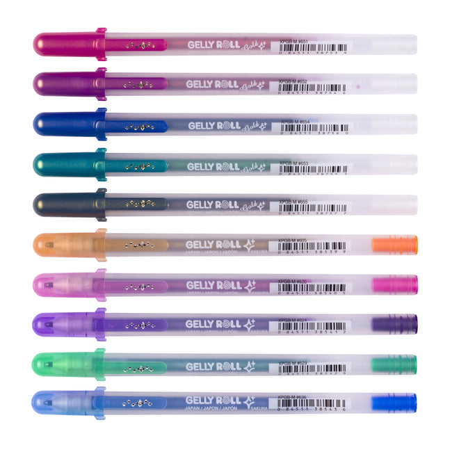 Sakura - Gel Writer Gelly Roll Gold Silver Shadow Set mit 10 Farben | 6 Stück