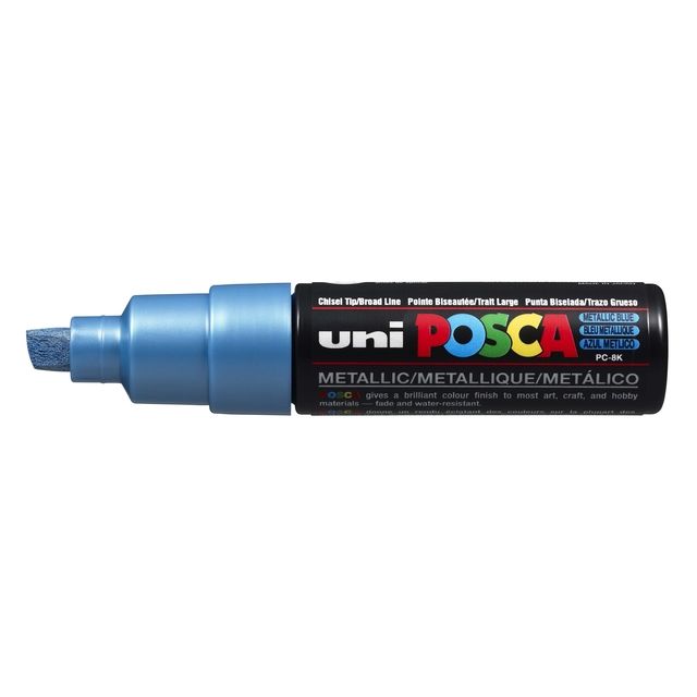Posca - Marqueur Uni PC8K diagonale large bleu métallisé