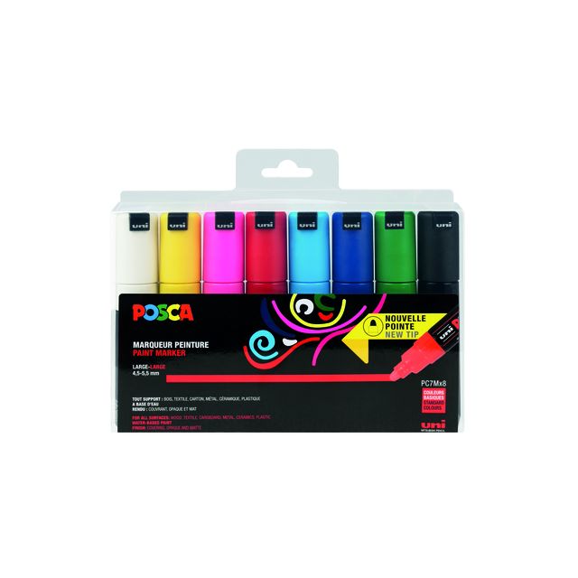Posca - Paintmarker Uni PC7M large assorti lot de 8 pièces