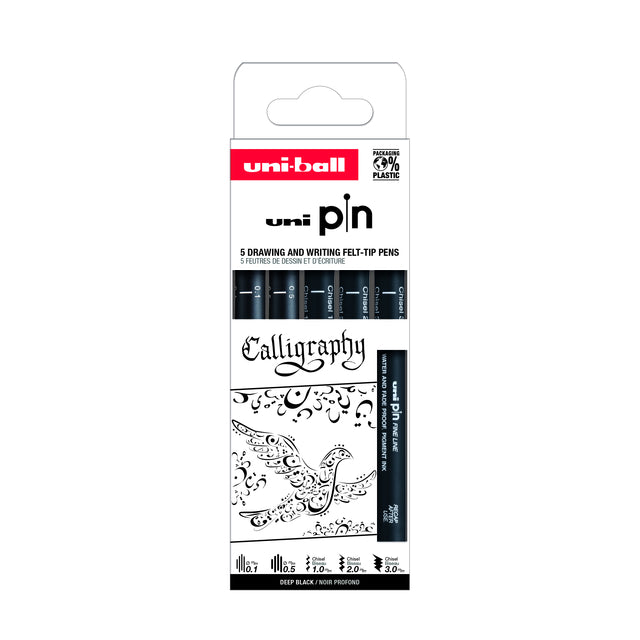 Uni-ball -  Fineliner pin calligraphie assorti