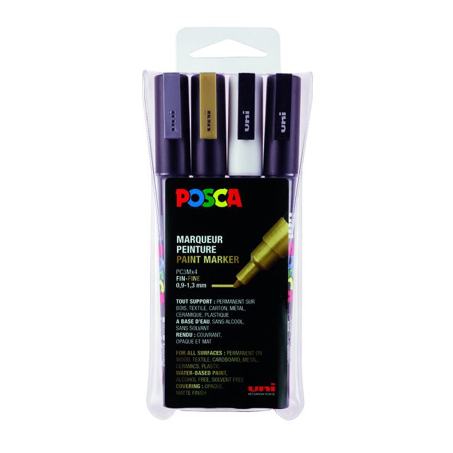 Posca - Paintmarker Uni PC fein sortiertes Set à 4 Stück