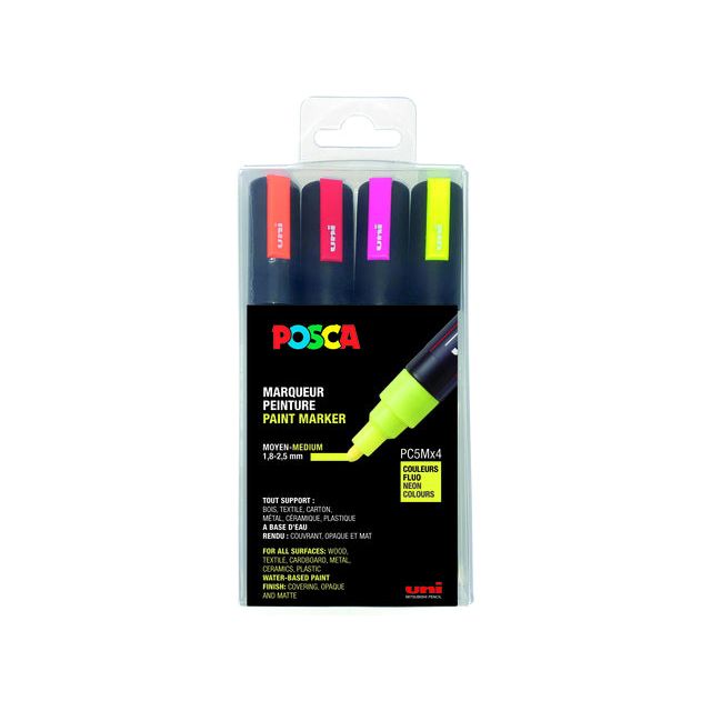 Posca - Verfstift posca pc5m m fluor 4st assorti