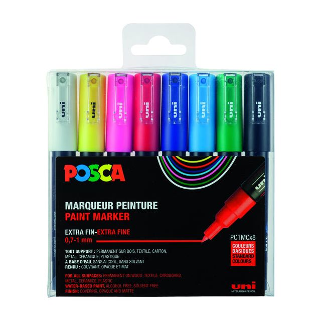 Posca - Paintmarker PC-1MC, set van 8 markers in geassorteerde basiskleuren