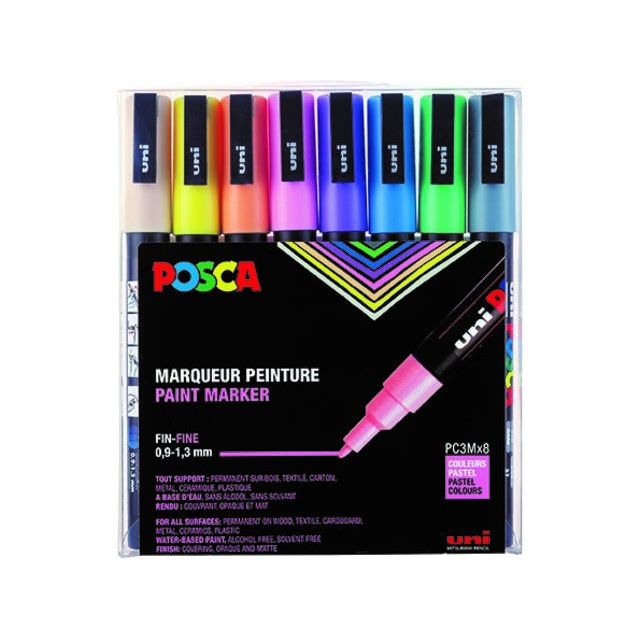 Posca - Verfstift posca pc3m f pastel 8st assorti