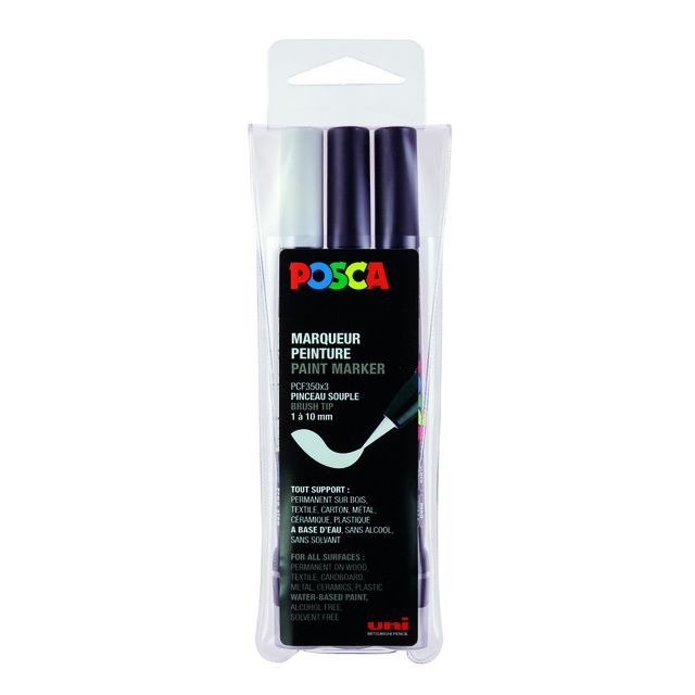 Posca - Paintmarker Uni PCF350 Pinceau 1-10mm assorti lot de 3 pièces