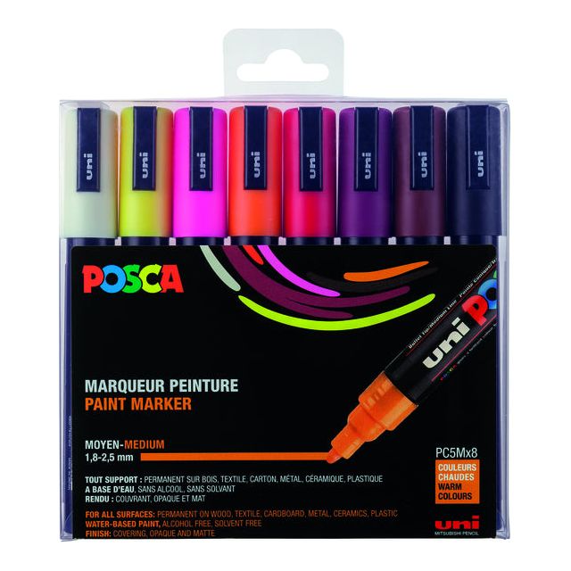 Posca - Verfstift posca pc5m m 8st warme kleuren