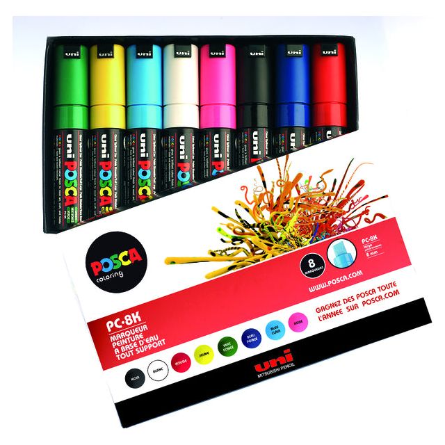 POSCA -Lackmarker auf Wasser -Basis -PC -8k -Box mit 8 Teilen in verschiedenen Farben