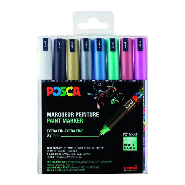 Posca - Verfstift posca pc1mr ef metallic 8st assorti