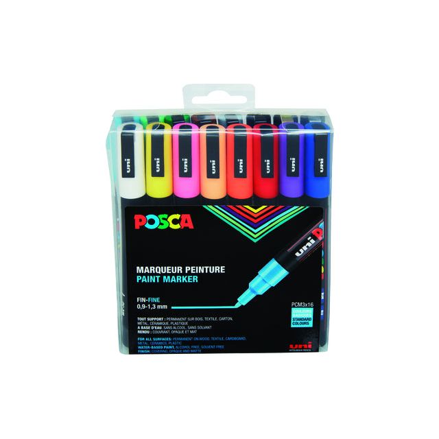 Posca - Verfstift posca pc3m f standaard kleuren 16st ass