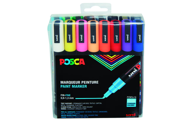 Posca - Paintmarker Uni PCfine standard assorti lot de 16 pièces