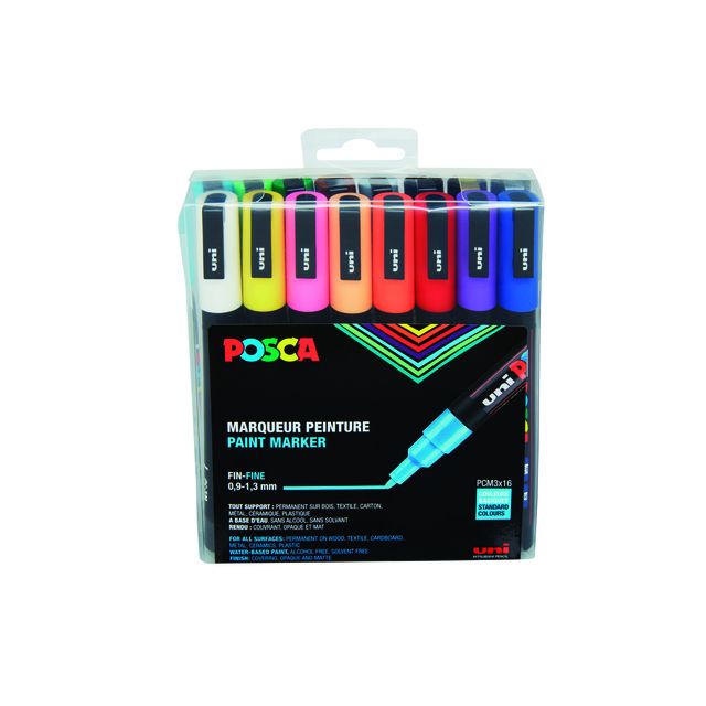 Posca - Paintmarker Uni PCfine standard assorti lot de 16 pièces