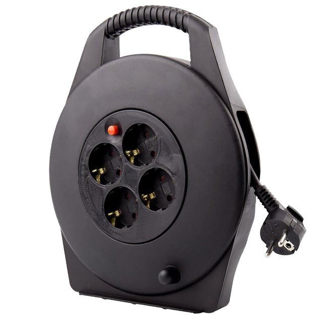 BRASQ - Enrouleur de câble 4x 15 mètres noir