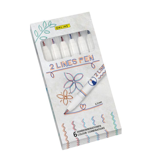 Quantore - Fineliner Online 2-zeilig sortierte Box mit 6 Stück