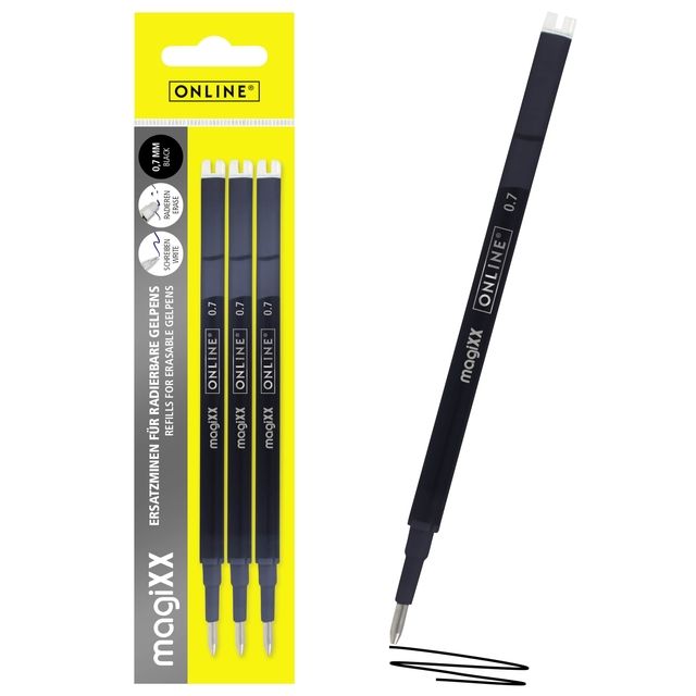 Quantore - Gelschreibermine Online Magixx 0,7 mm schwarz Blister mit 3 Stück