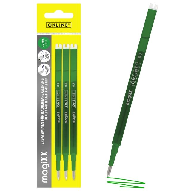 Quantore - Gel-Schreibermine Online Magixx 0,7 mm grüner Blister mit 3 Stück
