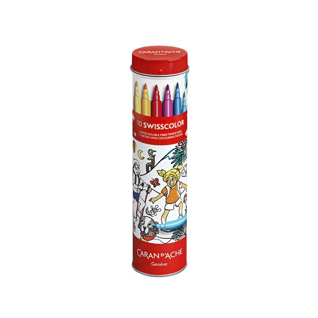 Caran d'ache - Feutre Swisscolor avec tube poster de 10 couleurs