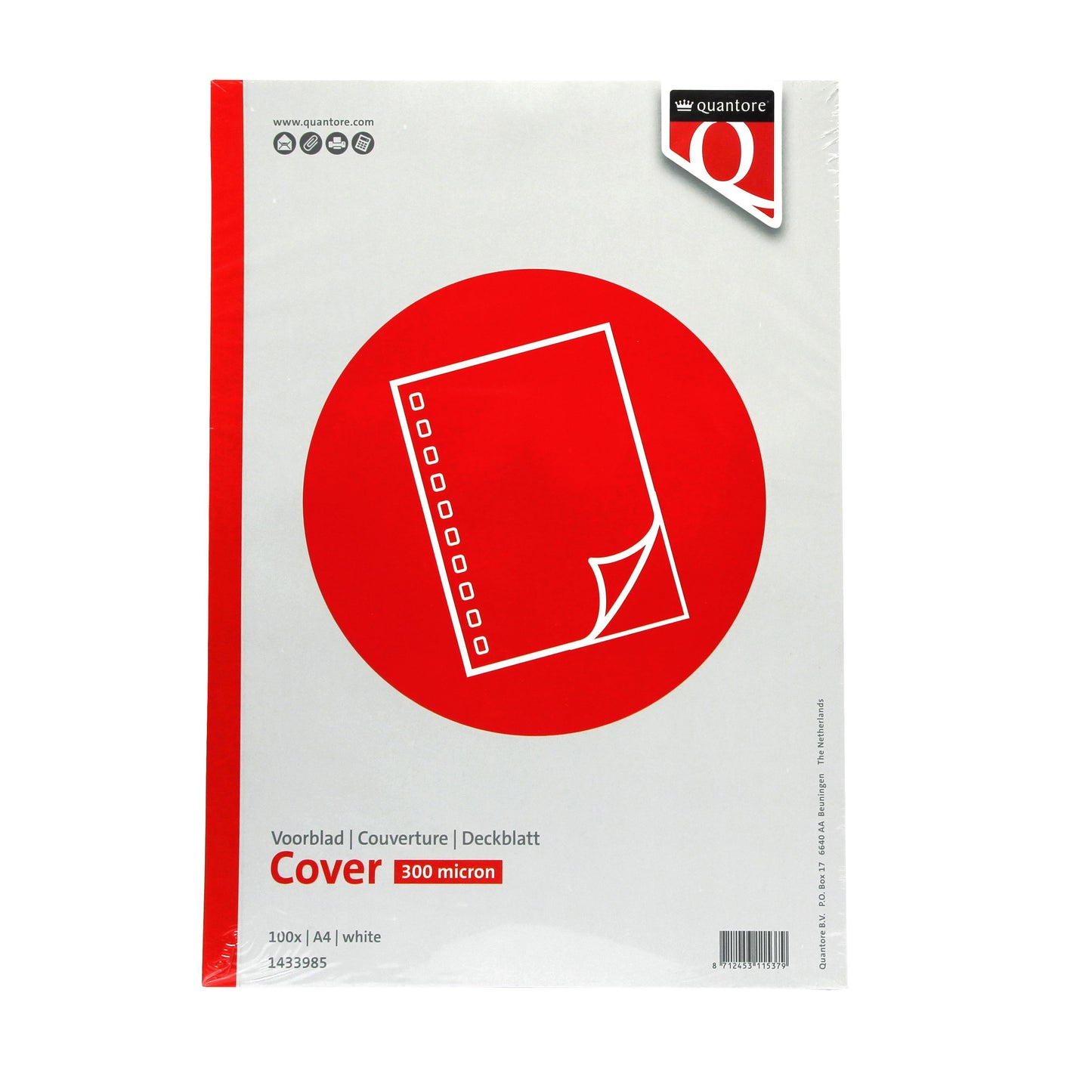 Quantore - Page de couverture A4 PP 300 microns blanc 100 pièces