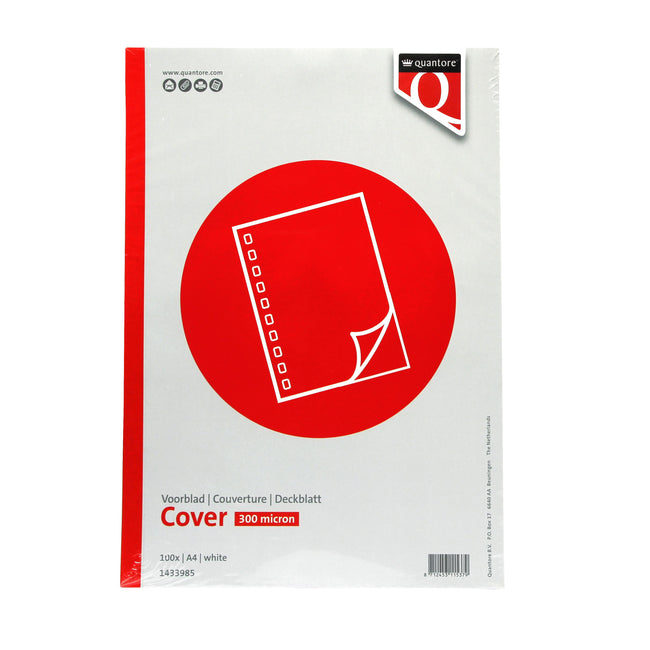 Quantore - Page de couverture A4 PP 300 microns blanc 100 pièces