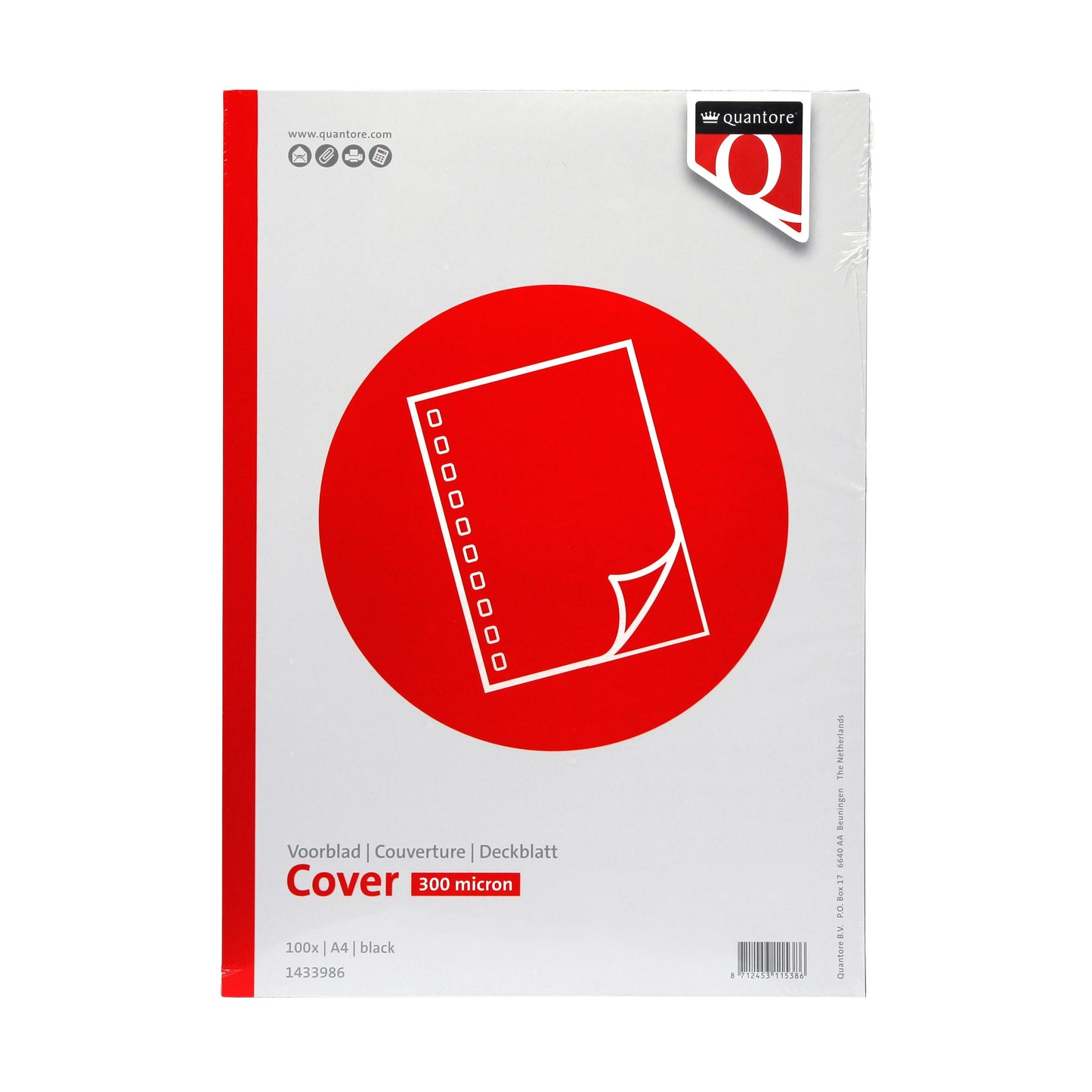 Quantore - Page de couverture A4 PP 300 microns noir 100 pièces