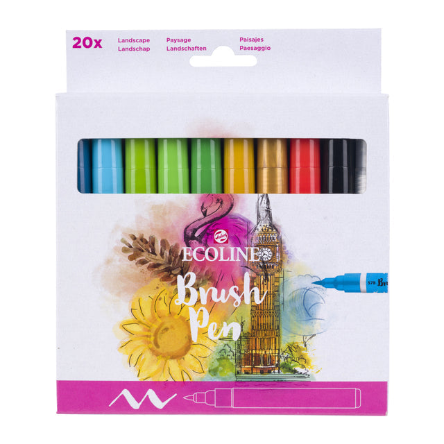 Talens - Brushpen ecoline set 20 stuks landschap | 3 stuks