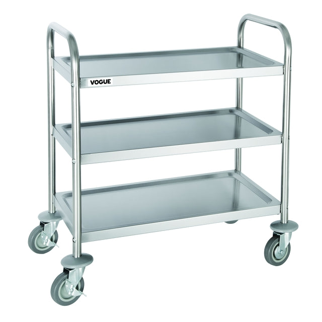 Vogue - Chariot de service à 3 étagères 82,5x71 cm en acier inoxydable
