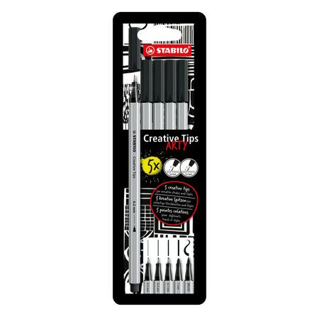 Stabilo - Creative Tips Arty sortierte Spitzen, schwarz, Blister mit 5 Stück