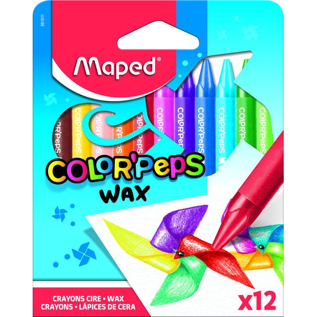 MAPED - WASKRACE Color'Pepps Wachs, Schachtel mit 12 Teilen in verschiedenen Farben