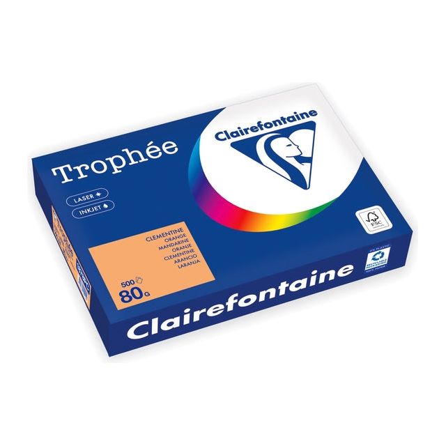 Clairefontaine - Papier de couleur troprophe, A4, 80 g, 500 feuilles, orange