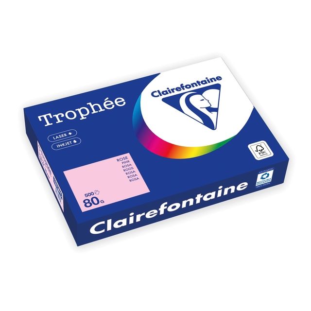 Trophee -  Kopieerpapier Trophée A4 80gr roze 500 vel | 5 stuks