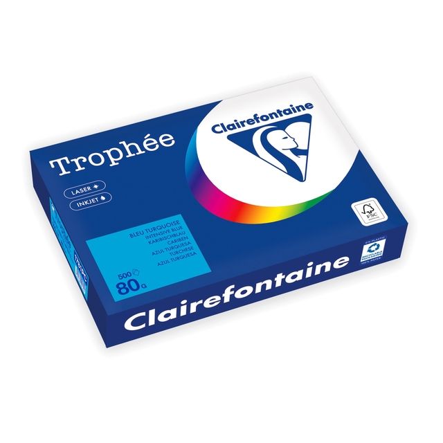 Clairefontaine - Papier à copier Trophée A4 80gr bleu caraïbe 500 feuilles
