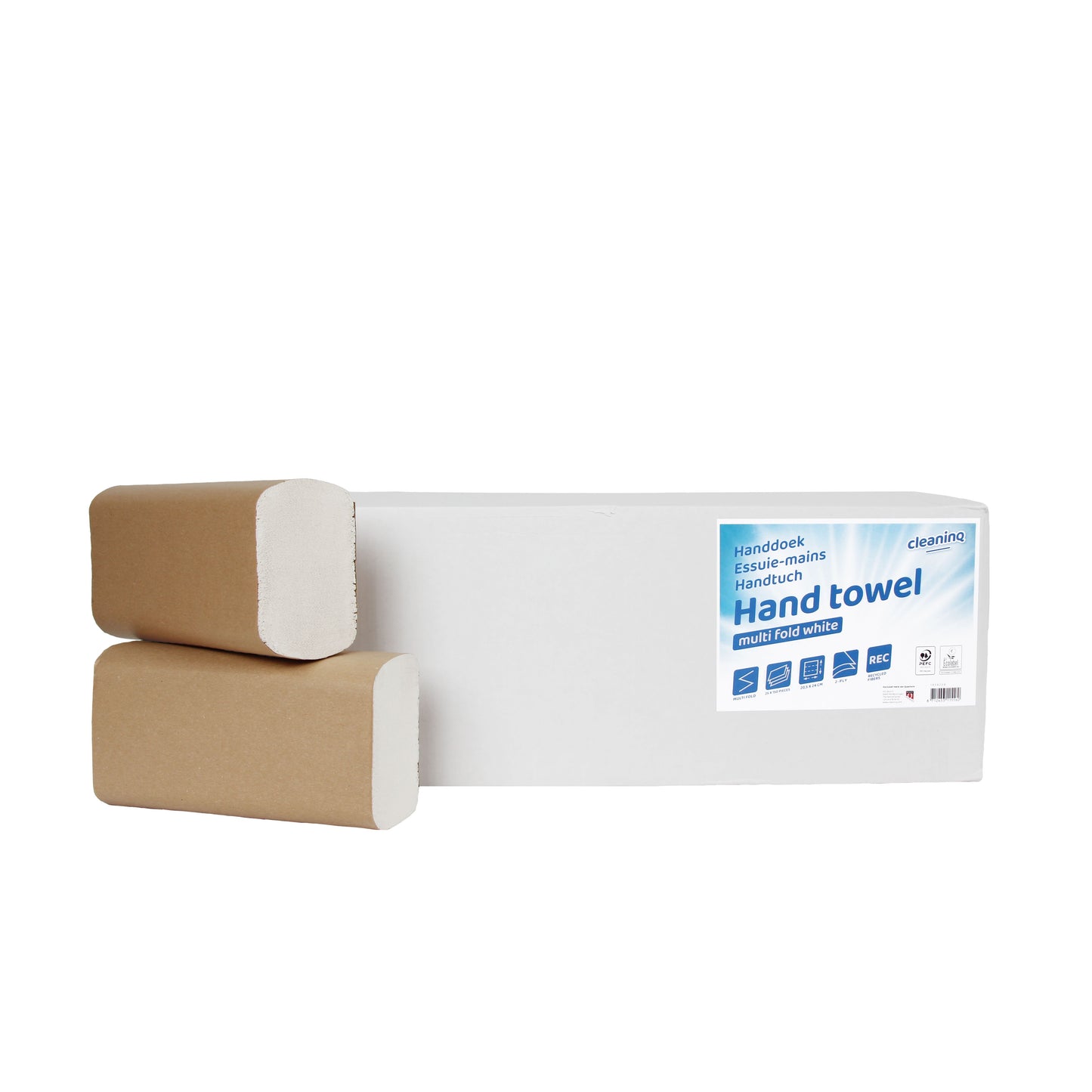 Cleaninq - Serviette pliée en I 2 couches 205x240mm 25x150pcs rc blanc