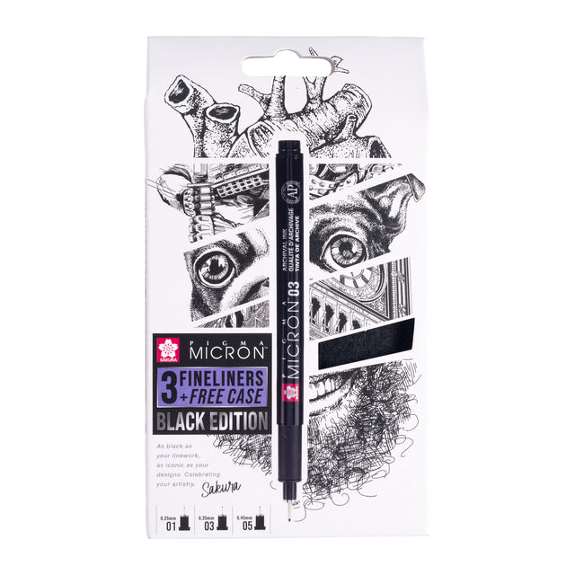 Sakura - Fineliner pigma micron black 3 stuks