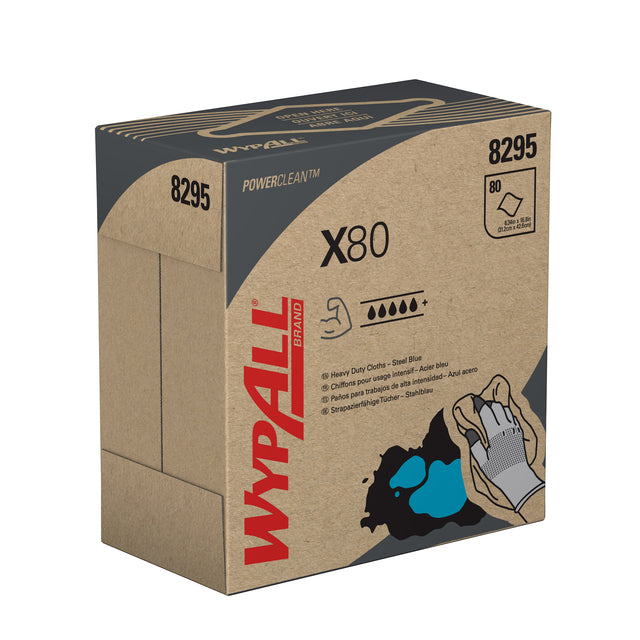 WypAll -  Poetsdoek X80 Powerclean 426x212mm 80vel dispenserdoos blauw .. | 5 stuks