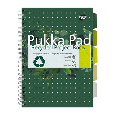 Pukka Pad -  Projectboek recy a4 lijn 4-g 200pag 80gr gn | 3 stuks