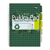 Pukka Pad -  Projectboek Pad Recycled A4 lijn 5-tabs 4-gaats 200 pagina's 80gr groen