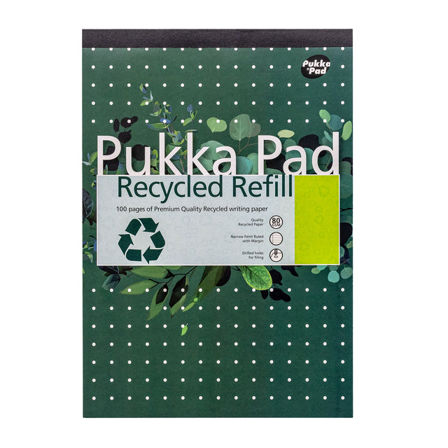 Pukka Pad - Bloc-notes Bloc-notes Ligne A4 recyclée 4 trous 100 feuilles 80gr