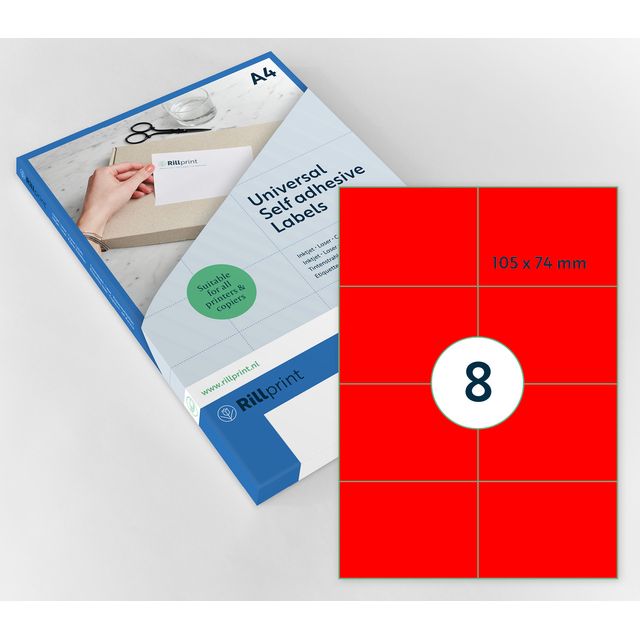 Rillprint – Etikett 105 x 74 mm, Fluorrot, 800 Etiketten