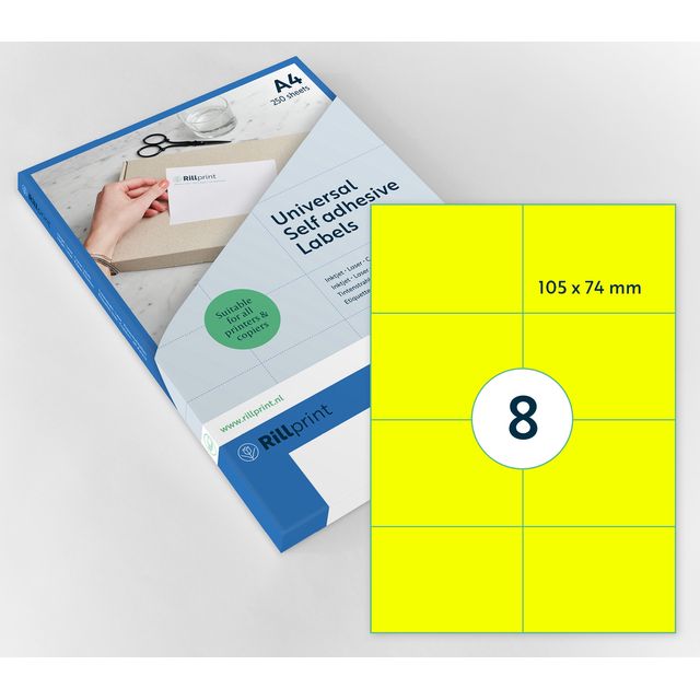 Rillprint - Etiquette 105x74mm jaune fluo 800 étiquettes