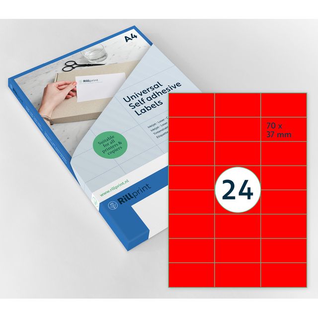 Rillprint - Etiquette 70x37mm rouge fluor 2400 étiquettes