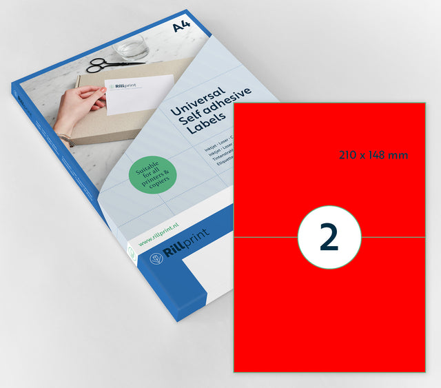 Rillprint - Etiquette 210x148mm rouge fluor 200 étiquettes