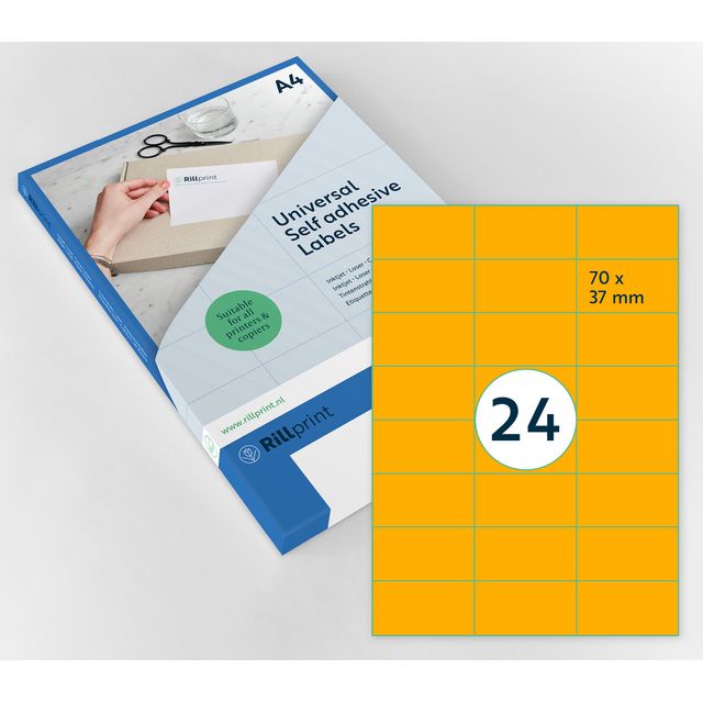 Rillprint - Etiquette 70x37mm orange fluo 2400 étiquettes