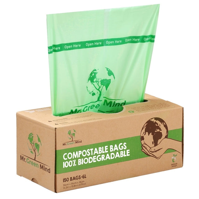 Mr. Green Mind - Abfallbeutel Bio Mr.Green Mind 36x35cm 6 Liter Spender 150 Stück
