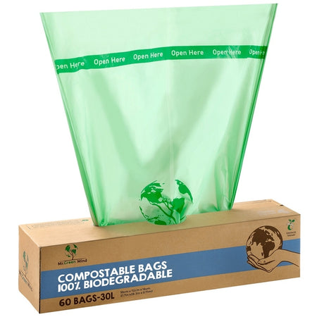 Mr. Green Mind - Sac poubelle bio Mr.Green Mind 54x72cm 30 litres distributeur 60 pièces
