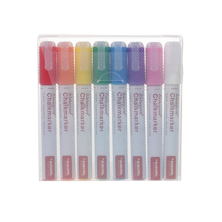 Europel - Marqueur craie peel waterproof 3-6mm étui assorti 8 pièces